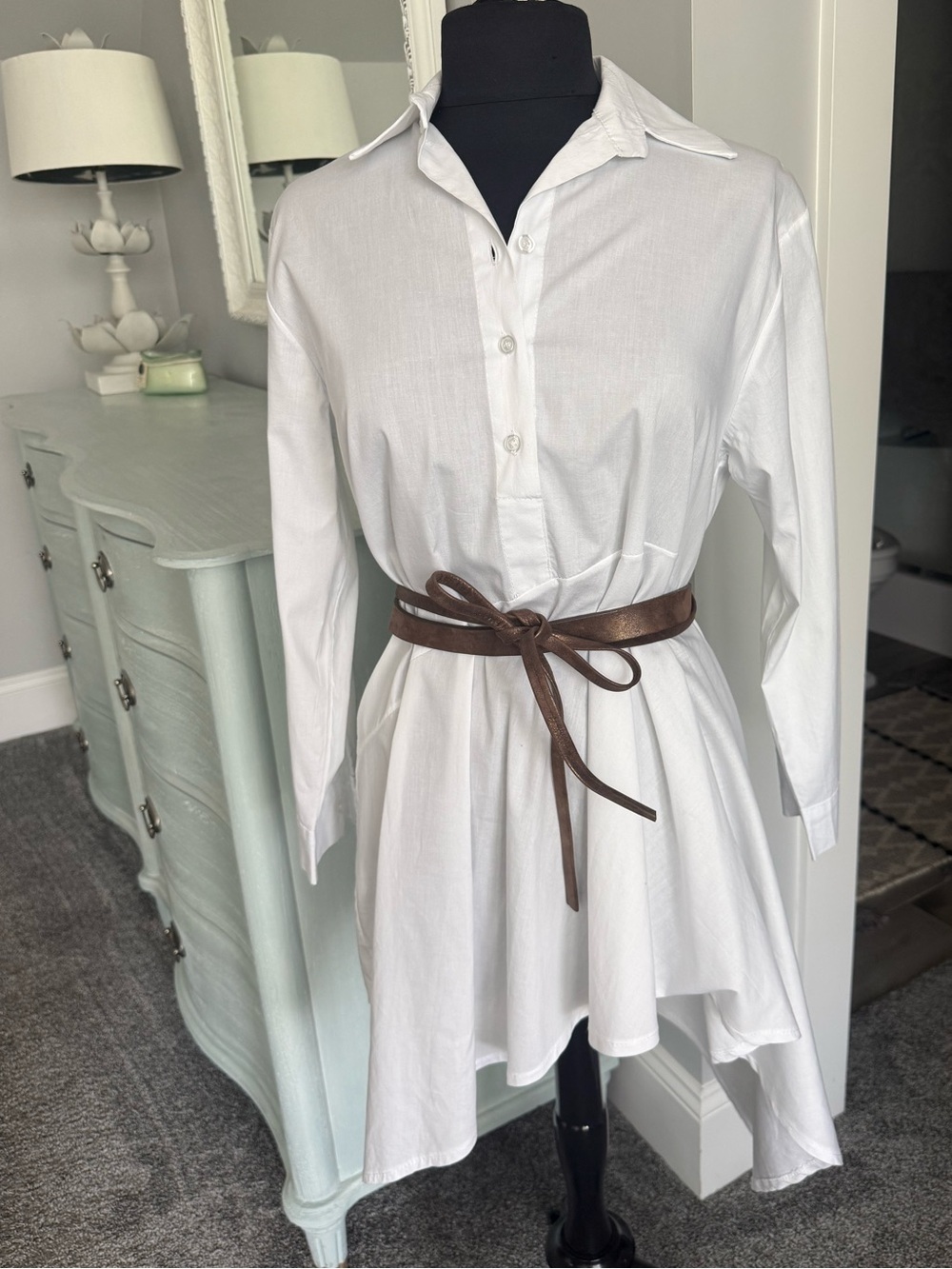 Uniquely hemmed white cotton dress Small